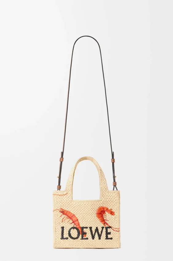 Rafya’dan Mini Loewe Font Tote çanta Rafya’dan Mini Loewe Font Tote çanta