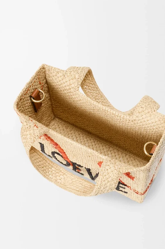Rafya’dan Mini Loewe Font Tote çanta Rafya’dan Mini Loewe Font Tote çanta