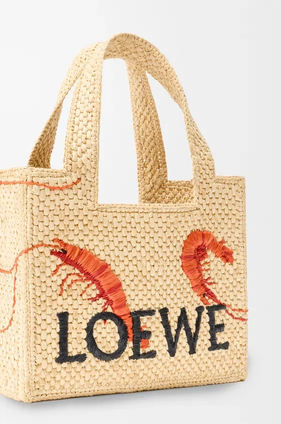 Rafya’dan Mini Loewe Font Tote çanta Rafya’dan Mini Loewe Font Tote çanta