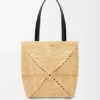 Rafya’dan Orta Boy Puzzle Fold Tote çantası Rafya’dan Orta Boy Puzzle Fold Tote çantası