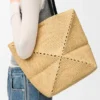 Rafya’dan Orta Boy Puzzle Fold Tote çantası Rafya’dan Orta Boy Puzzle Fold Tote çantası