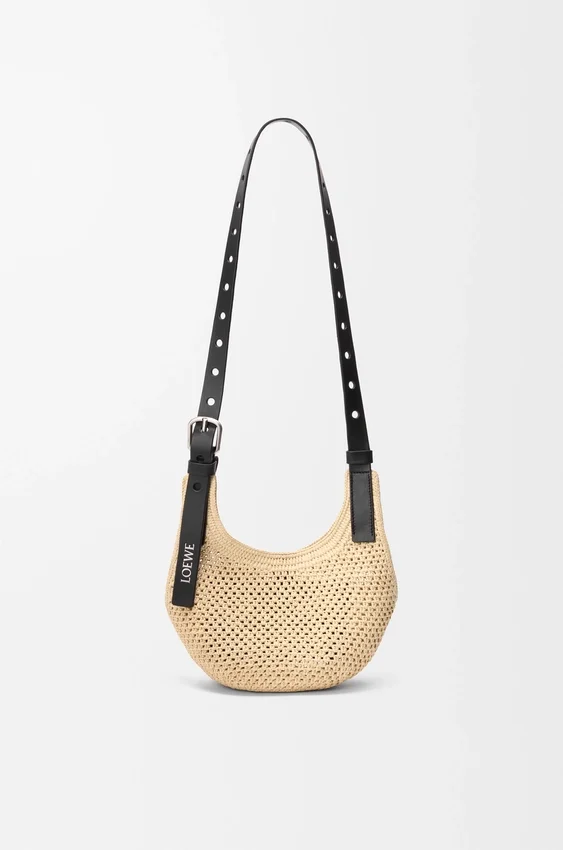 Rafya ve Dana Derisinden Mini Punch Hole Hobo Rafya ve Dana Derisinden Mini Punch Hole Hobo