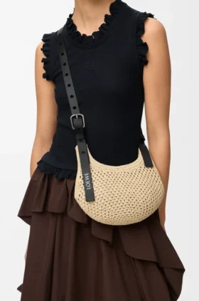 Rafya ve Dana Derisinden Mini Punch Hole Hobo