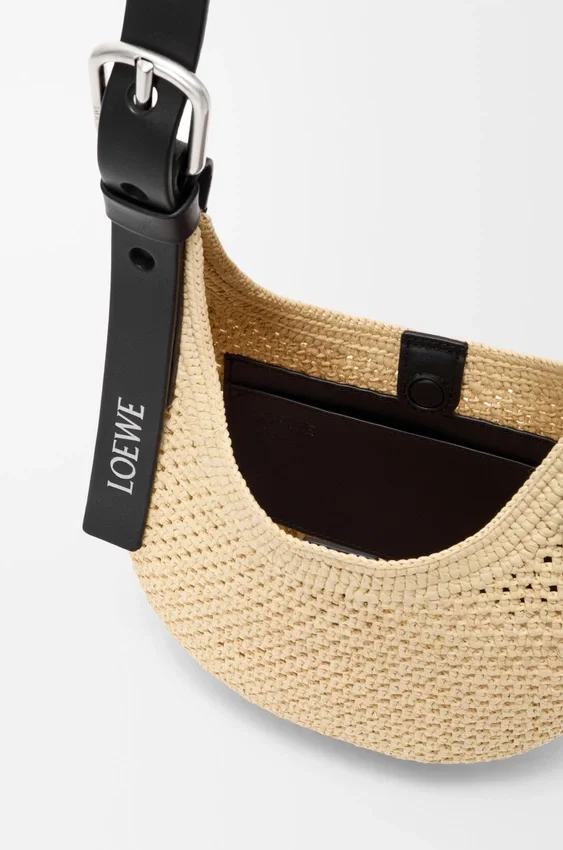 Rafya ve Dana Derisinden Mini Punch Hole Hobo Rafya ve Dana Derisinden Mini Punch Hole Hobo