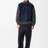 Süet Keçi Derisi ve Yün Karışımından Üretilmiş Hibrit Fermuarlı Kapüşonlu Sweatshirt Süet Keçi Derisi ve Yün Karışımından Üretilmiş Hibrit Fermuarlı Kapüşonlu Sweatshirt