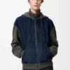 Süet Keçi Derisi ve Yün Karışımından Üretilmiş Hibrit Fermuarlı Kapüşonlu Sweatshirt Süet Keçi Derisi ve Yün Karışımından Üretilmiş Hibrit Fermuarlı Kapüşonlu Sweatshirt