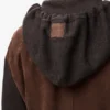 Süet Keçi Derisi ve Yün Karışımından Üretilmiş Hibrit Fermuarlı Kapüşonlu Sweatshirt
