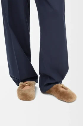 Shearling Deri Pebble Yumuşak Balerin Ayakkabısı