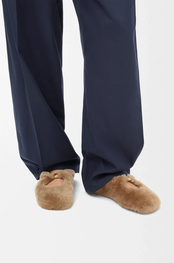 Shearling Deri Pebble Yumuşak Balerin Ayakkabısı Shearling Deri Pebble Yumuşak Balerin Ayakkabısı