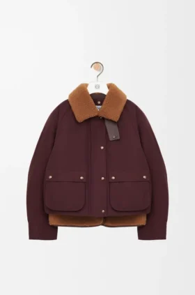 Shearling ve Pamuk Karışımlı Puffer Ceket