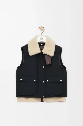 Shearling ve Pamuk Karışımlı Puffer Yelek