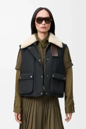 Shearling ve Pamuk Karışımlı Puffer Yelek