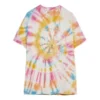 Tie Dye Gülen Yüz Desenli Kısa Kollu Unisex Çok Renkli H616341X79-9990