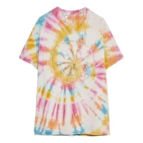 Tie Dye Gülen Yüz Desenli Kısa Kollu Unisex Çok Renkli H616341X79-9990