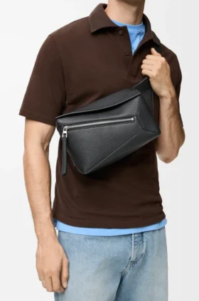 Tırtıklı Dana Derisinden Küçük Puzzle Bumbag