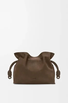 Tırtıklı Nubuk Deriden Orta Boy Flamenco Clutch