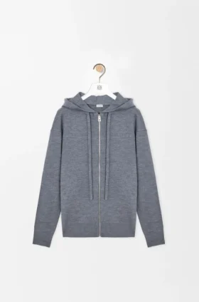 Yün Anagram Fermuarlı Kapüşonlu Sweatshirt