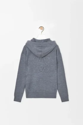 Yün Anagram Fermuarlı Kapüşonlu Sweatshirt