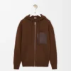Yün Fermuarlı Kapüşonlu Sweatshirt