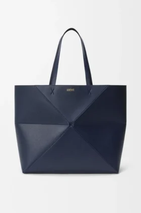 Yumuşak Damarlı Dana Derisinden Büyük Yatay Puzzle Fold Tote Çantası