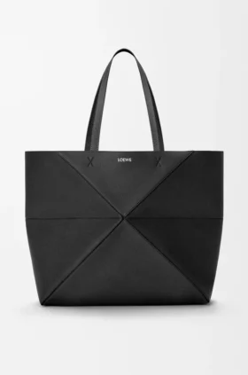 Yumuşak Damarlı Dana Derisinden Büyük Yatay Puzzle Fold Tote Çantası