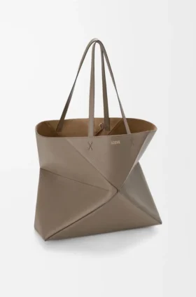 Yumuşak Damarlı Dana Derisinden Büyük Yatay Puzzle Fold Tote Çantası