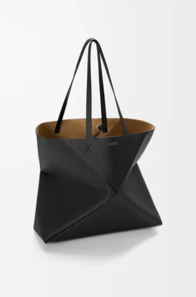 Yumuşak Damarlı Dana Derisinden Büyük Yatay Puzzle Fold Tote Çantası