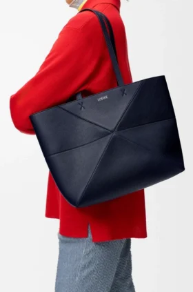 Yumuşak Damarlı Dana Derisinden Orta Boy Yatay Puzzle Fold Tote Çantası