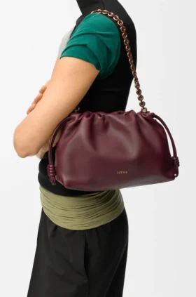 Yumuşak Nappa Kuzu Derisinden Orta Boy Flamenco Purse