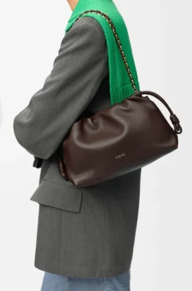 Yumuşak Nappa Kuzu Derisinden Orta Boy Flamenco Purse